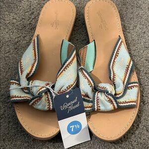 Universal Thread Light Blue Striped Knot Slide Sandals